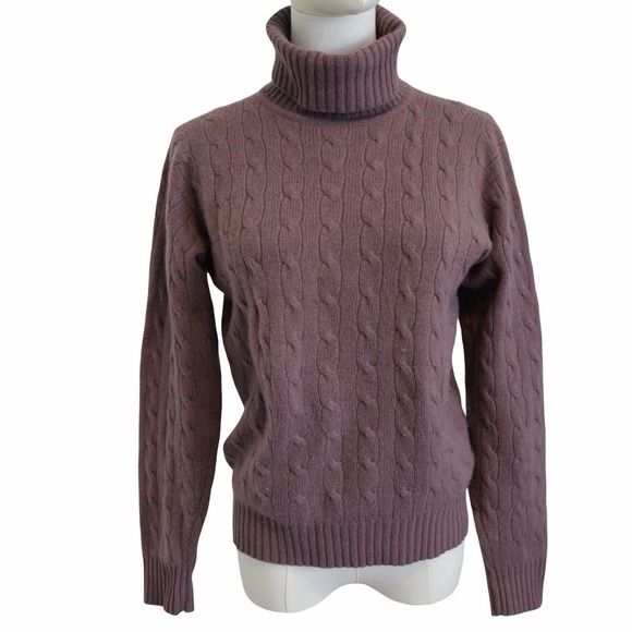 Ralph Lauren Sweaters - Ralph Lauren Women's Cashmere Purple Cable Knit‎ Turtleneck Sweater Medium